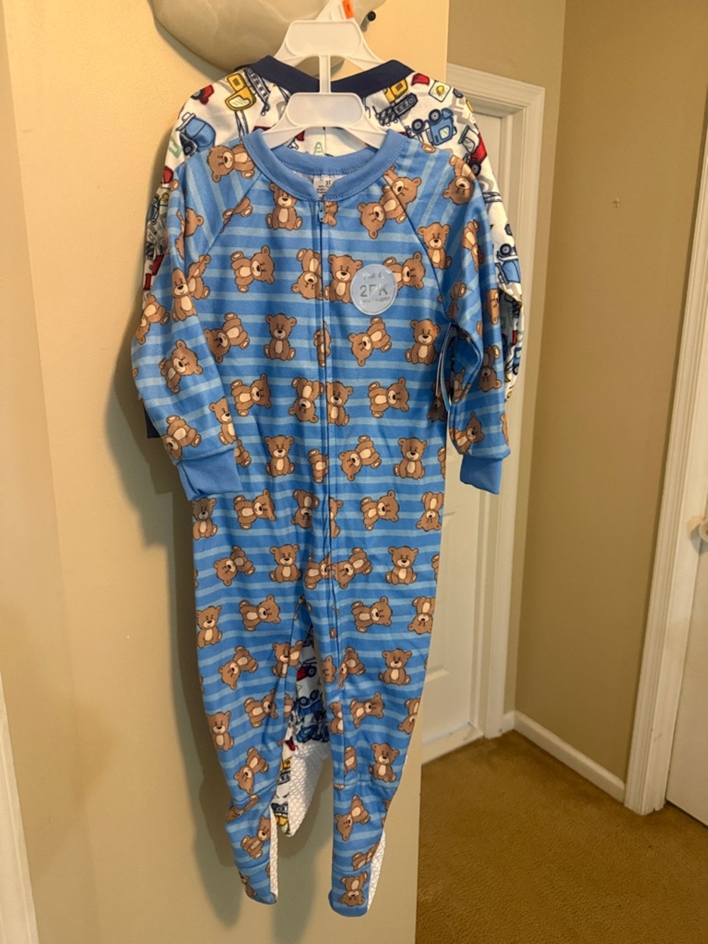 Kids 2pk One-Piece Footie Pajamas